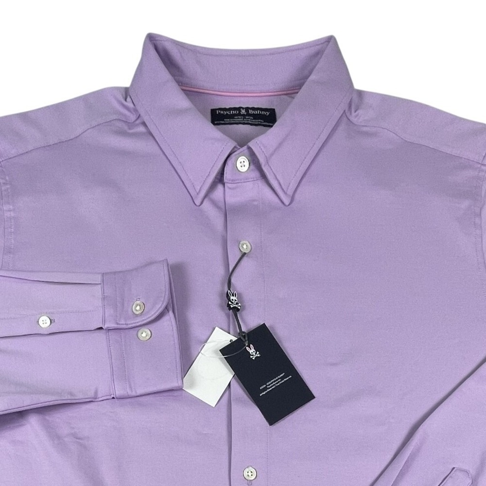 Psycho Bunny Shirt Mens 18/18.5 Purple Lavindula Pima Cotton Button Down NWT